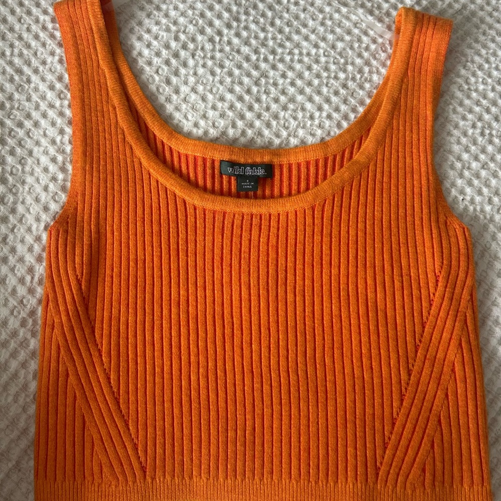 Wild Fable Bright Orange Ribbed Sleeveless Top